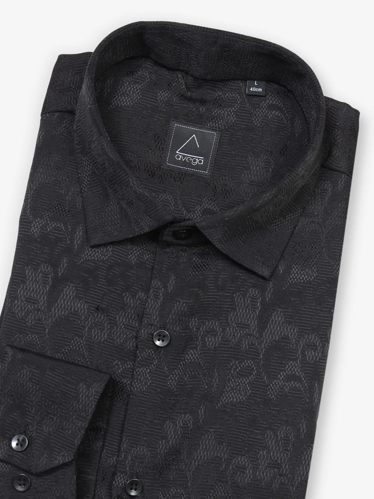 Fascinating black shirt in textured cotton