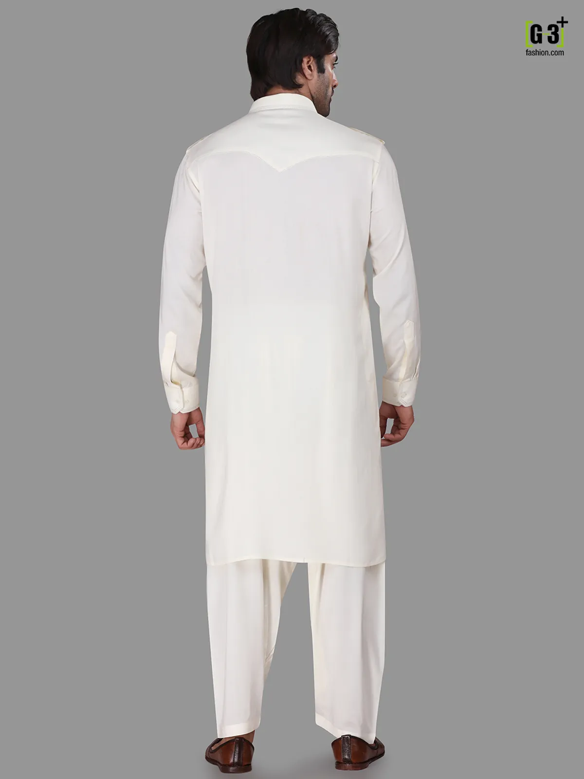 Festive wear cream collar rayon pathani suit