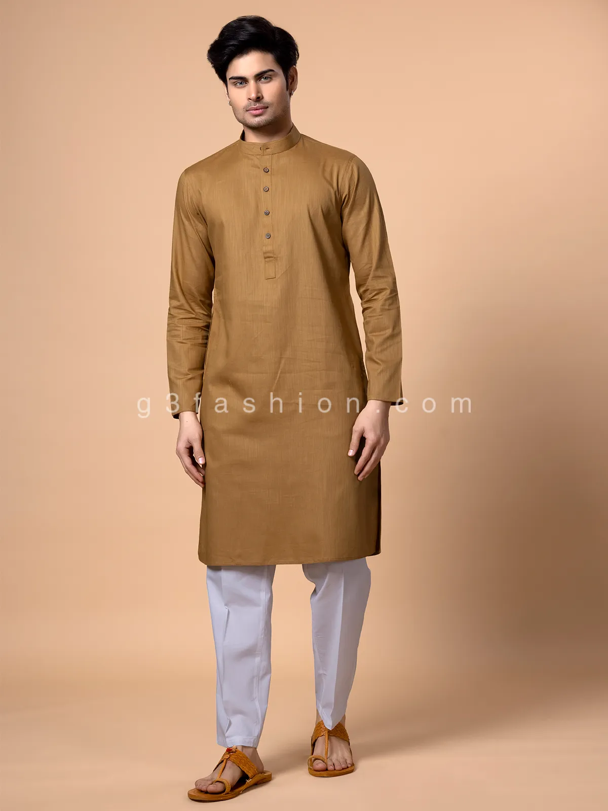 Festive wear khaki kurta suit