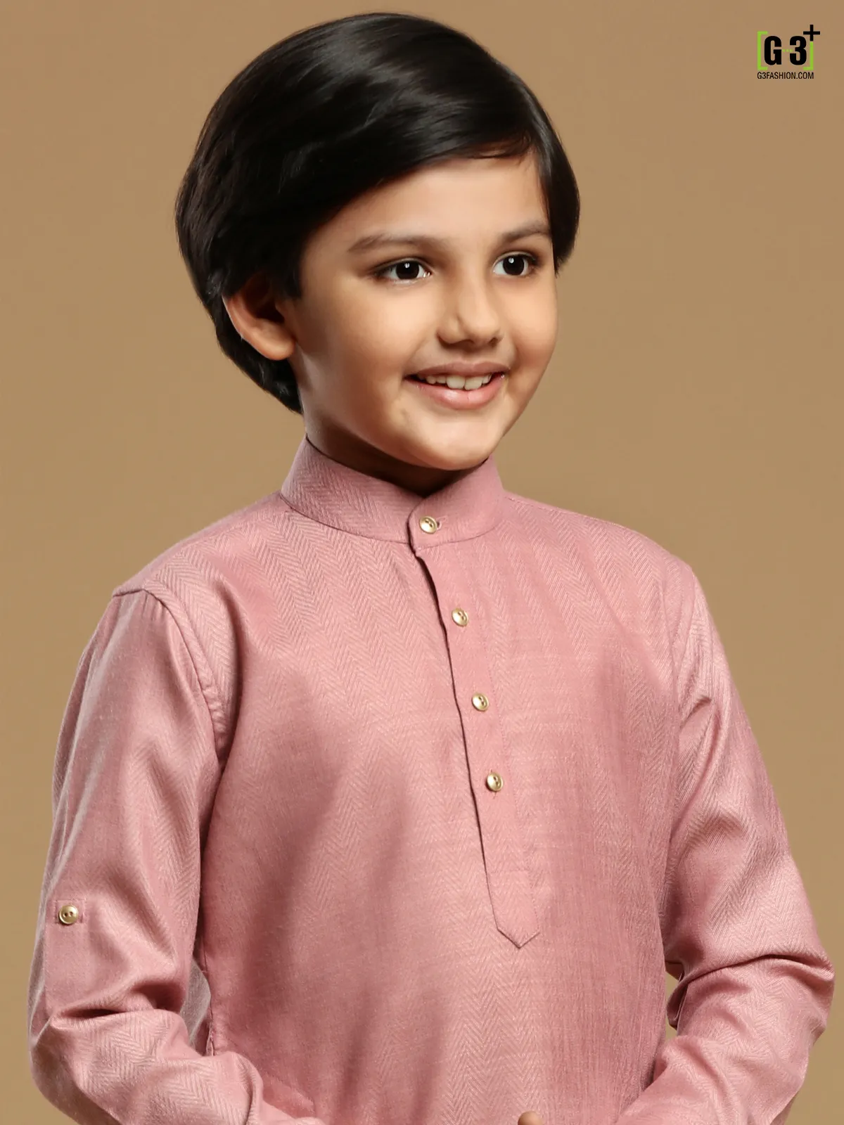 Festive wear pink boys cotton kurta suit