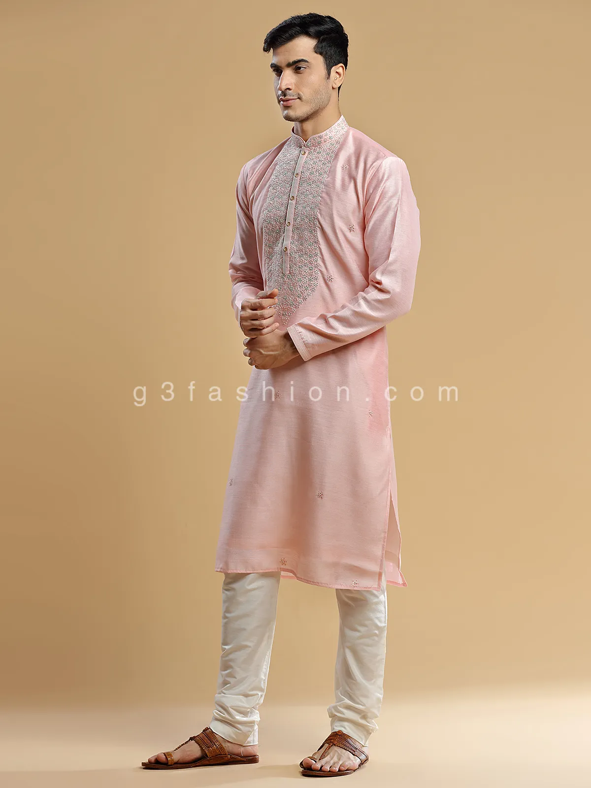 Festive wear pink  Men Kurta pajama for festive