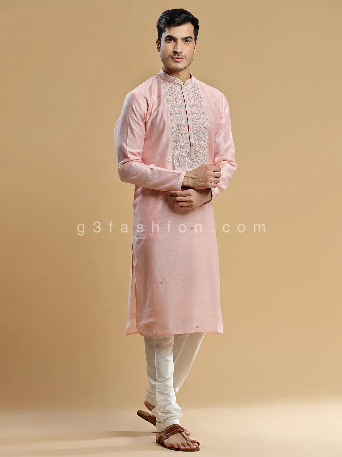 Festive wear pink  Men Kurta pajama for festive