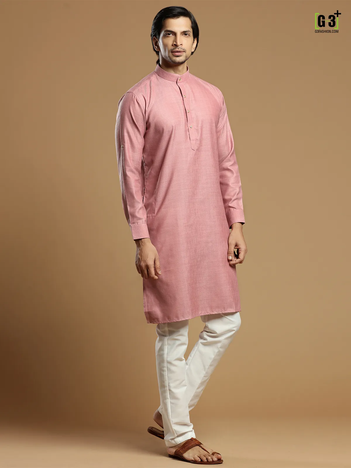 Festive wear pink men cotton  Kurta pajama