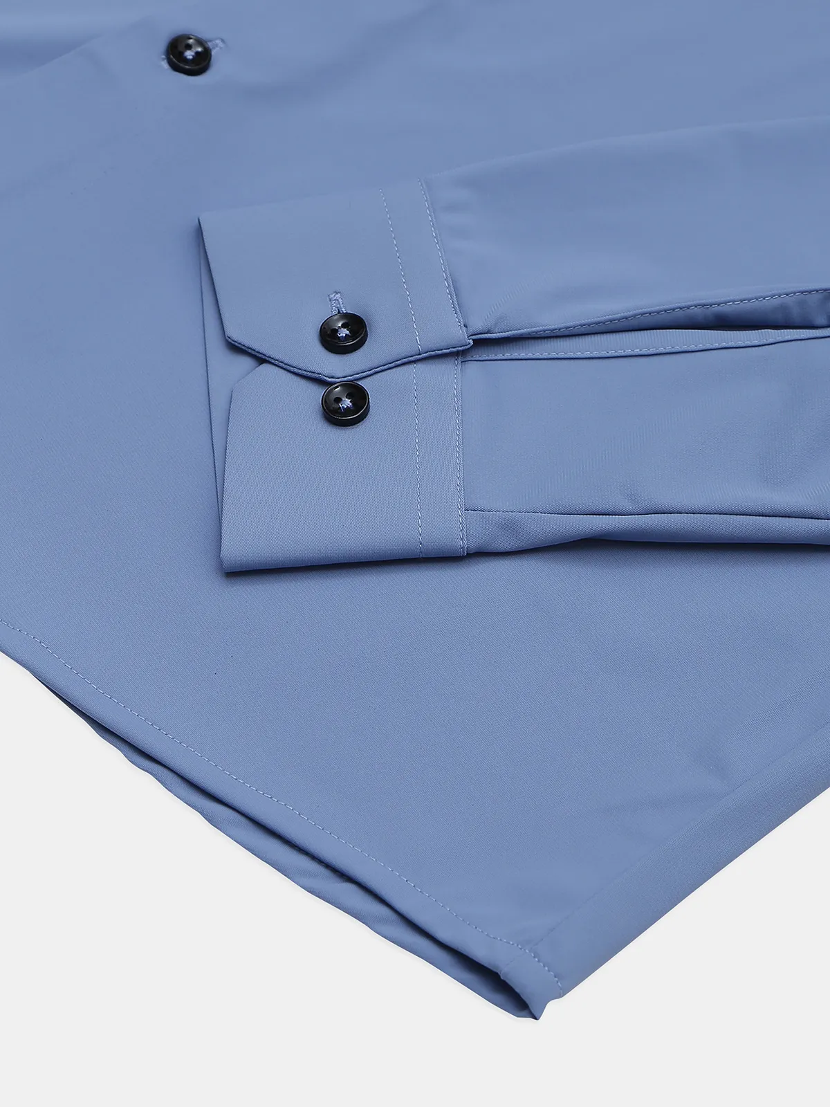 Fete blue cotton plain casual slim fit shirt