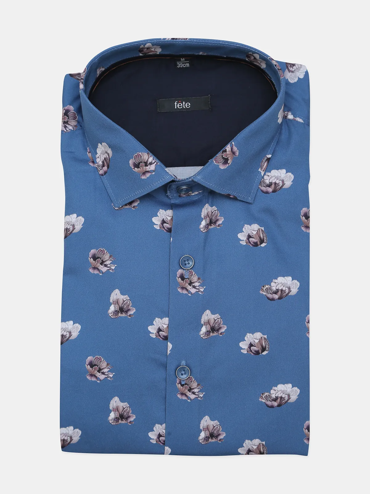 Fete formal wear blue printed shirt