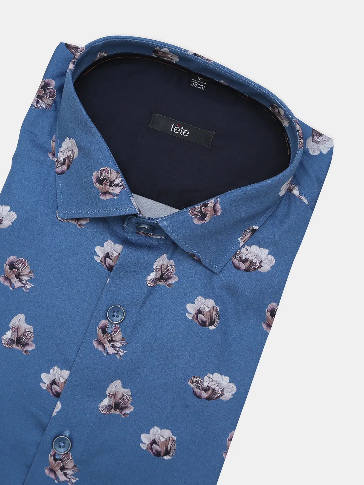 Fete formal wear blue printed shirt