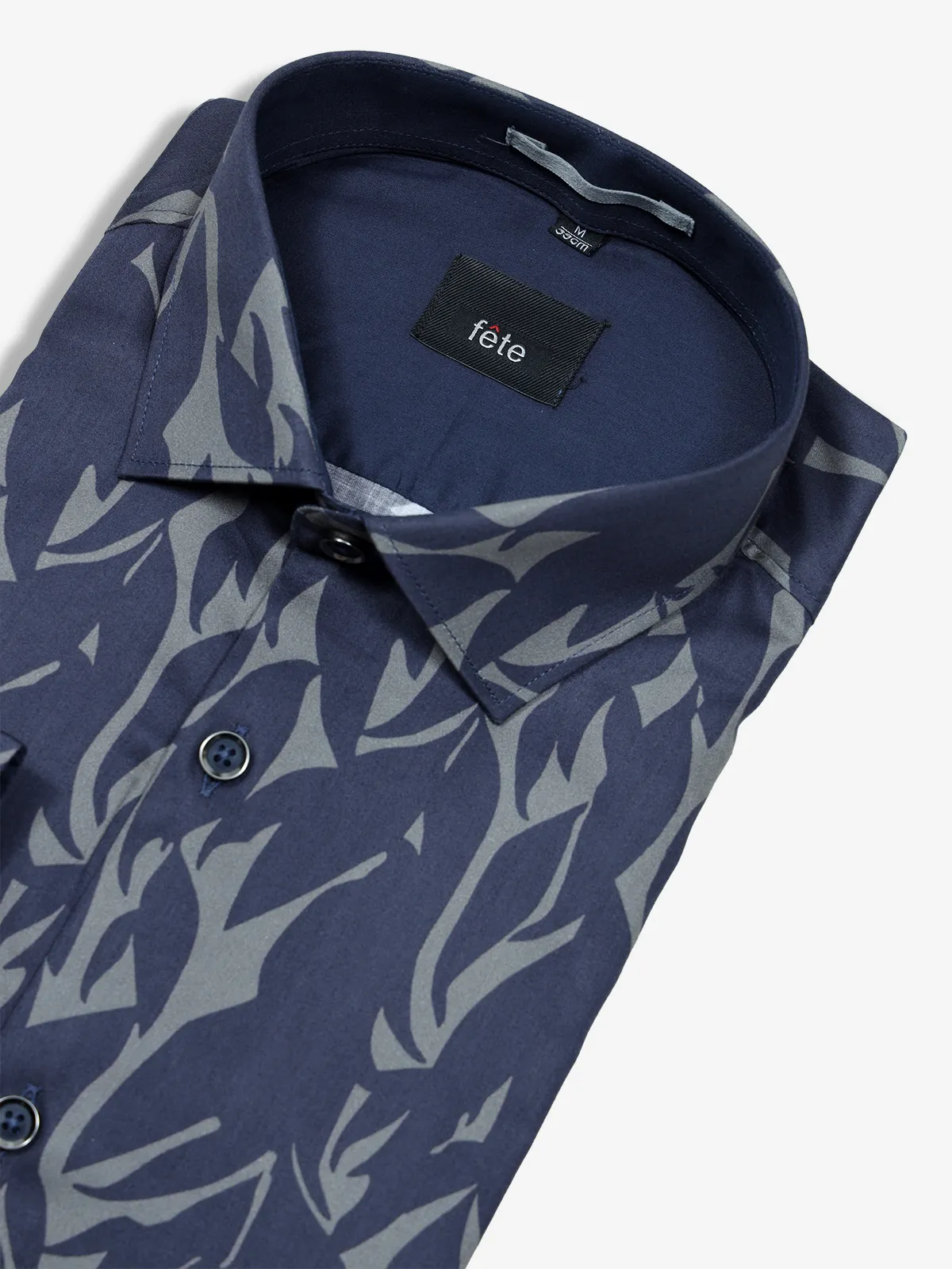 FETE navy and grey printed shirt