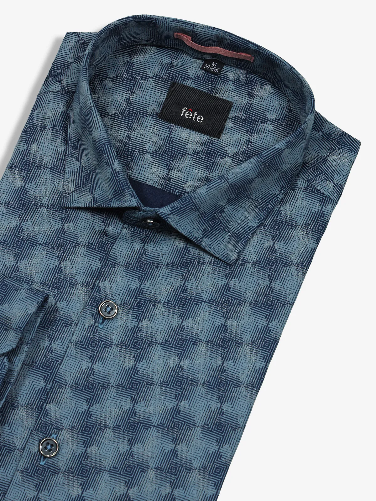 FETE navy cotton texture shirt