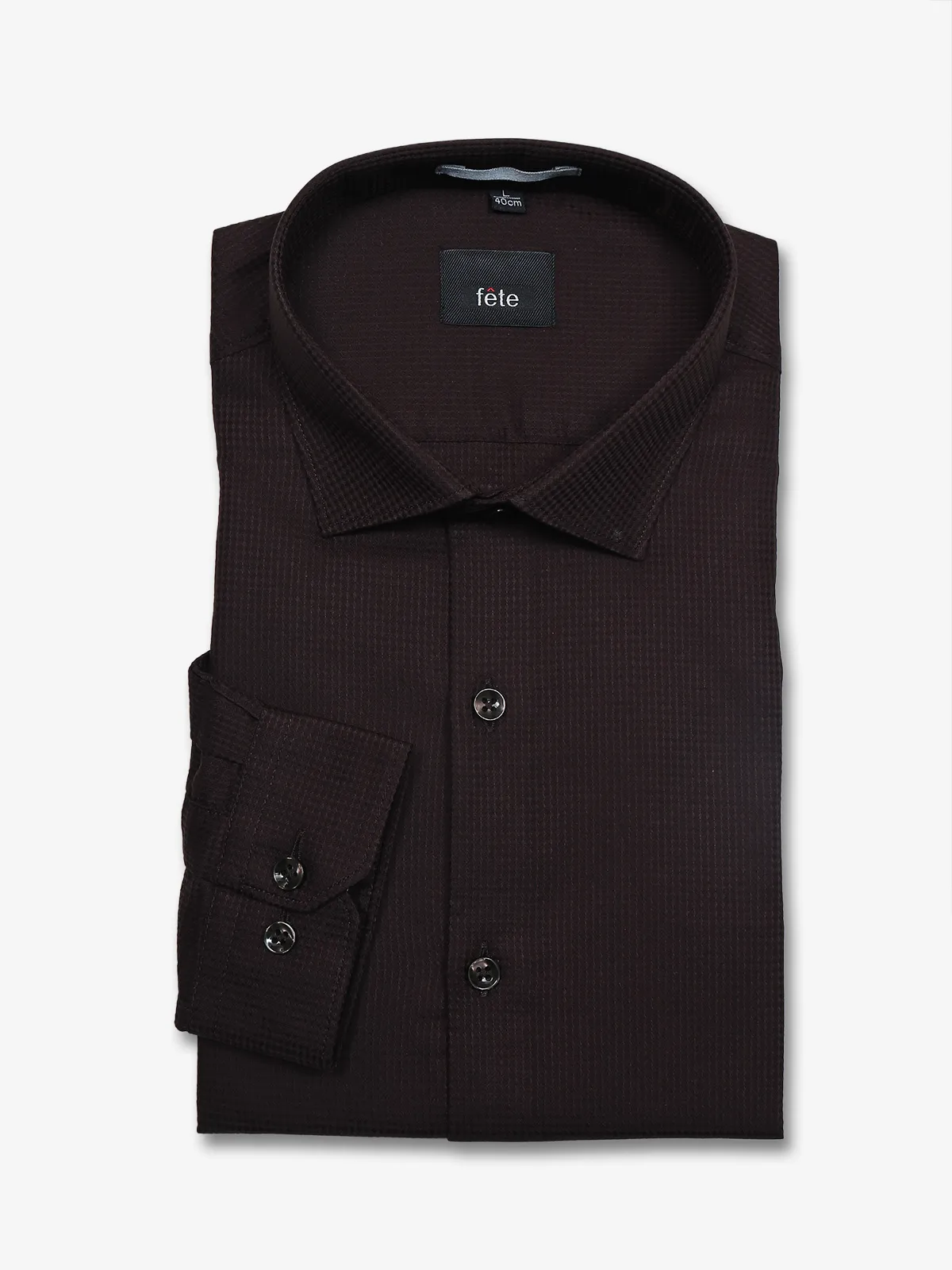 FETE plain coffee cotton formal shirt