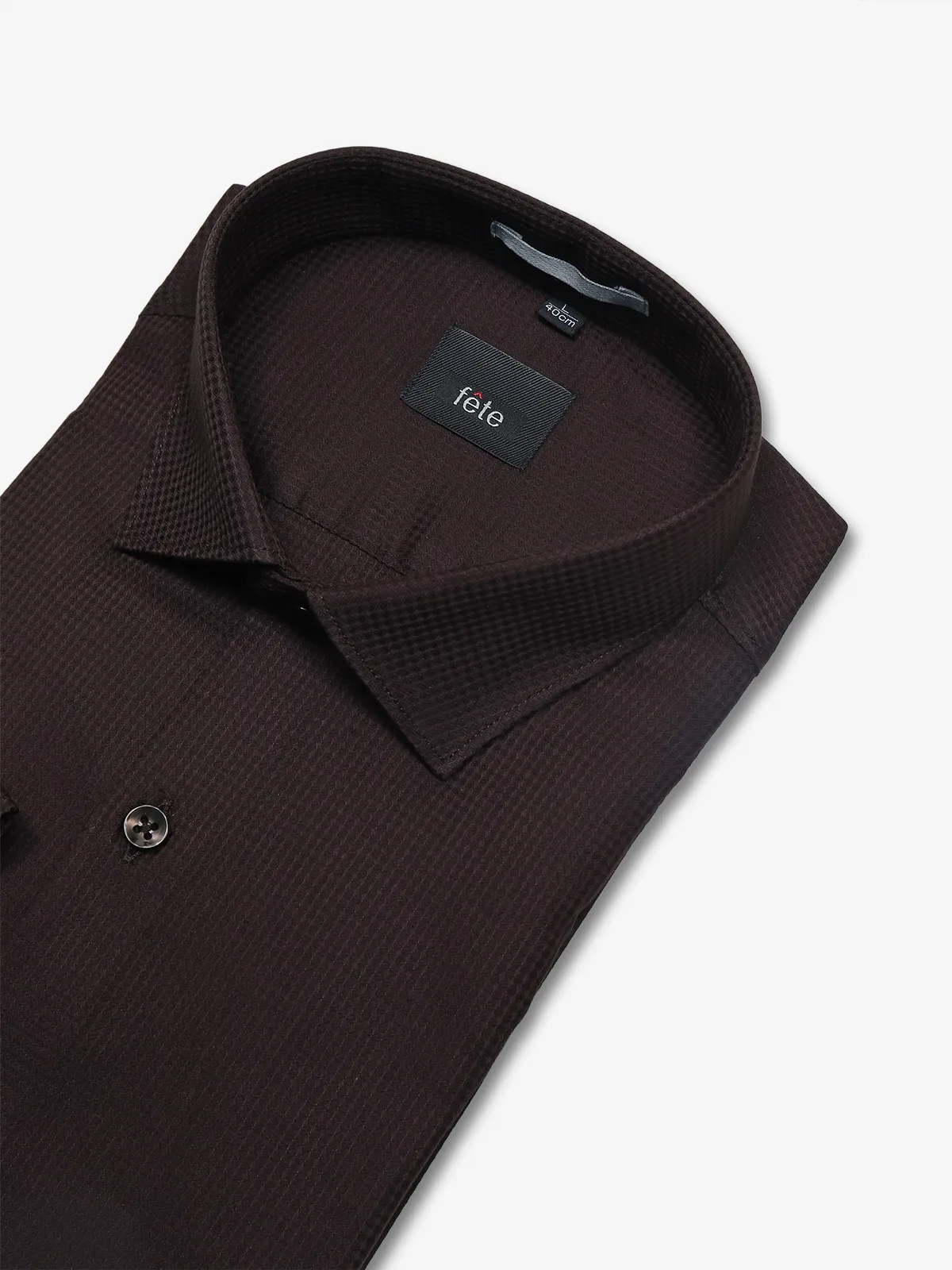 FETE plain coffee cotton formal shirt