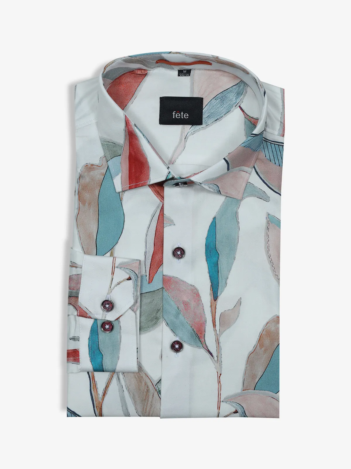 FETE printe white and peach shirt