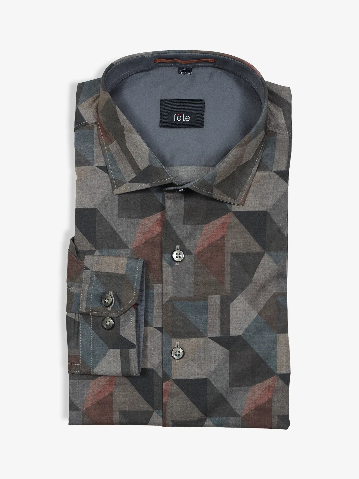 FETE printed brown cotton shirt