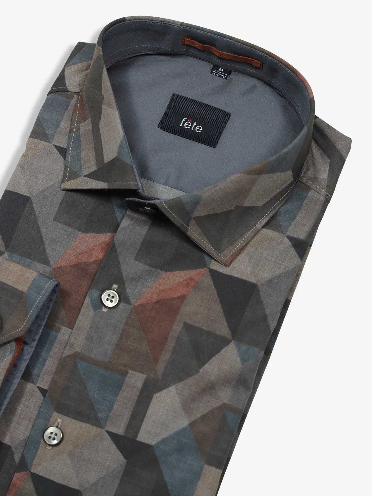 FETE printed brown cotton shirt