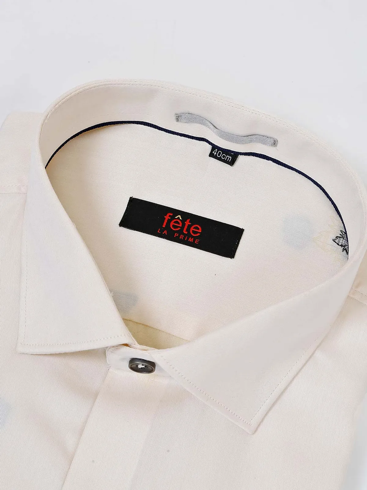 Fete solid cream zitter design formal shirt