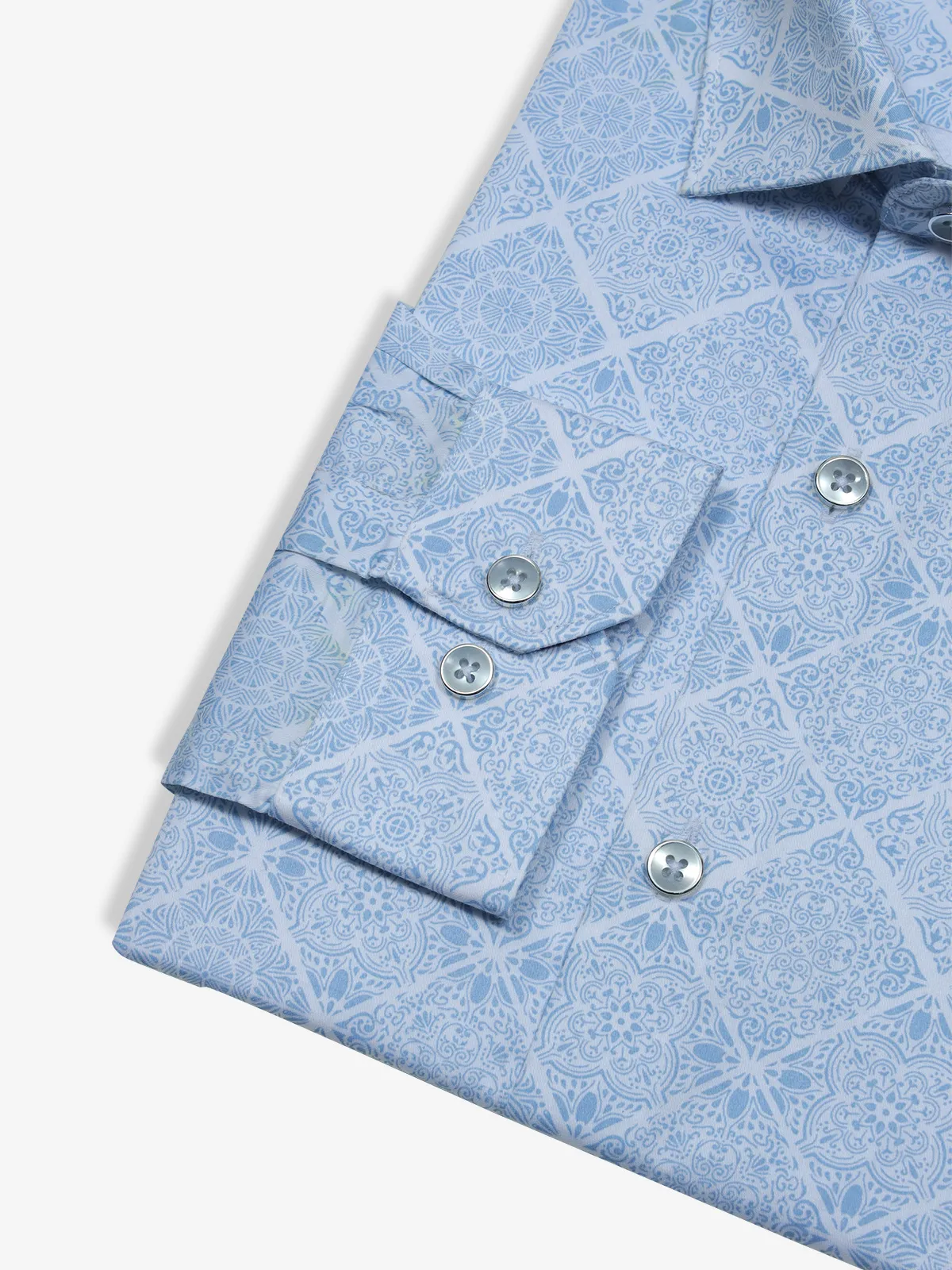 FETE white and blue cotton printed shirt