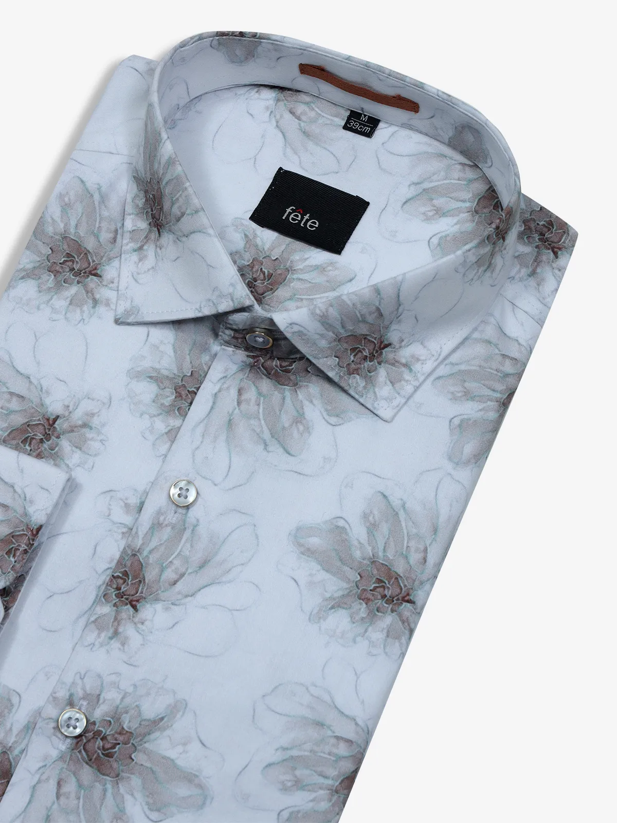 FETE white and brown printed shirt