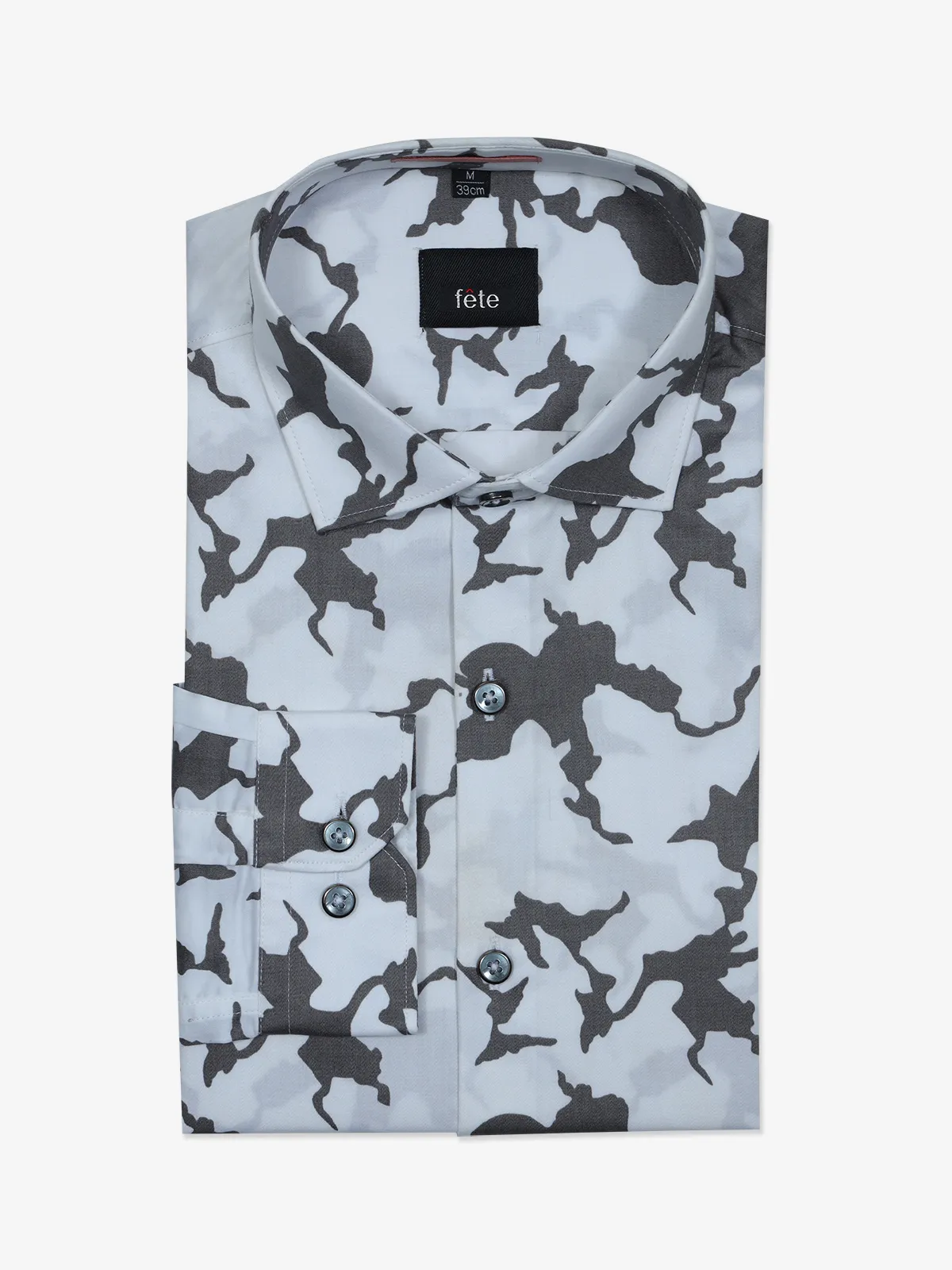 FETE white and grey printed shirt