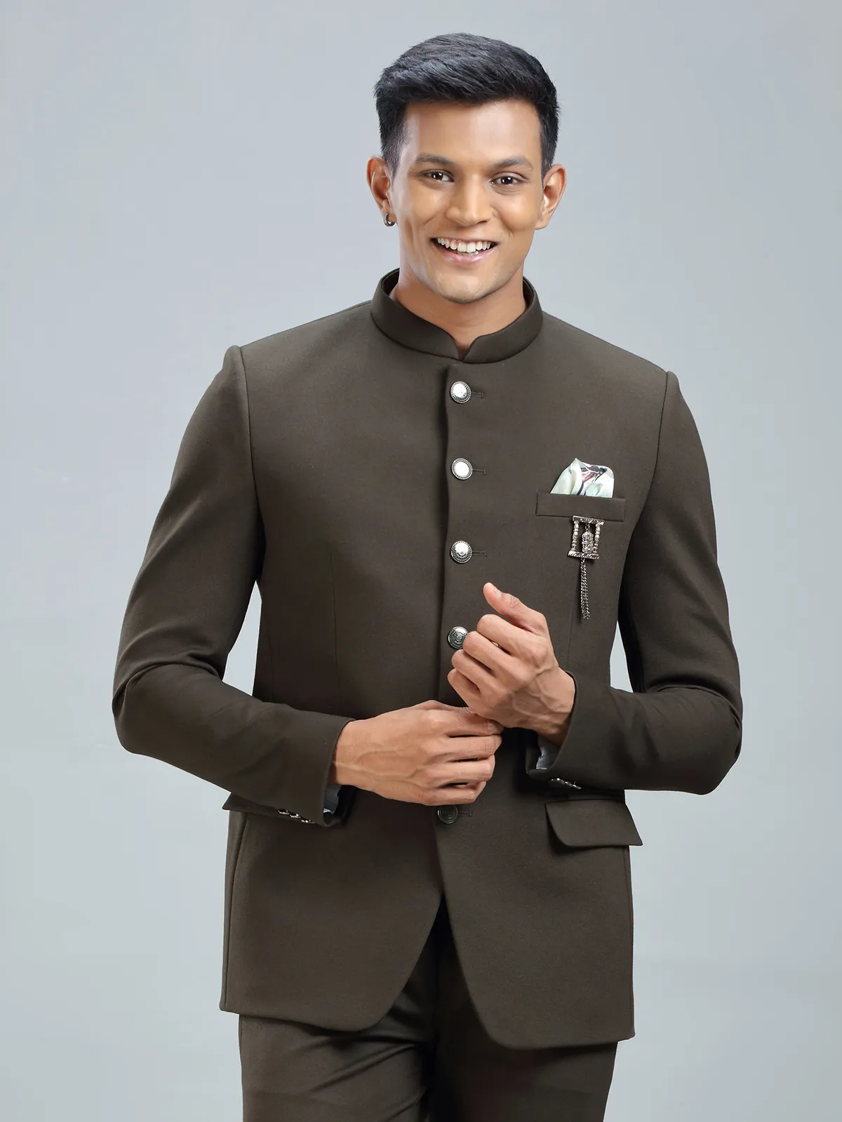 Finest green jodhpuri blazer in premium terry rayon fabric