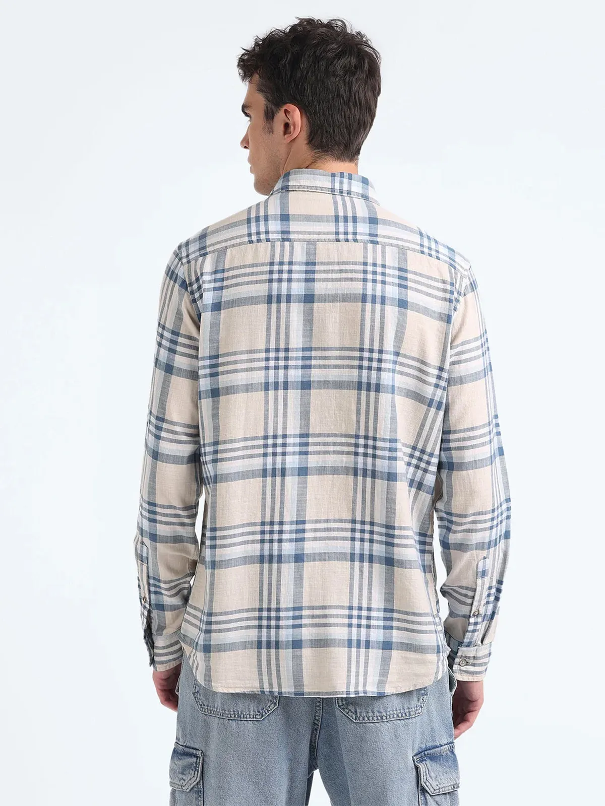 FLAYING MACHINE cream checks shirt