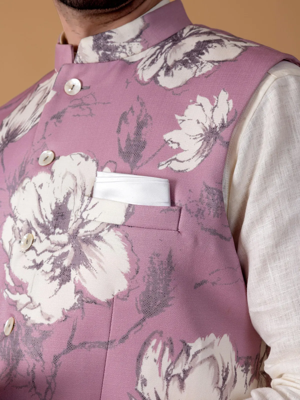 Floral printed pink waistcoat