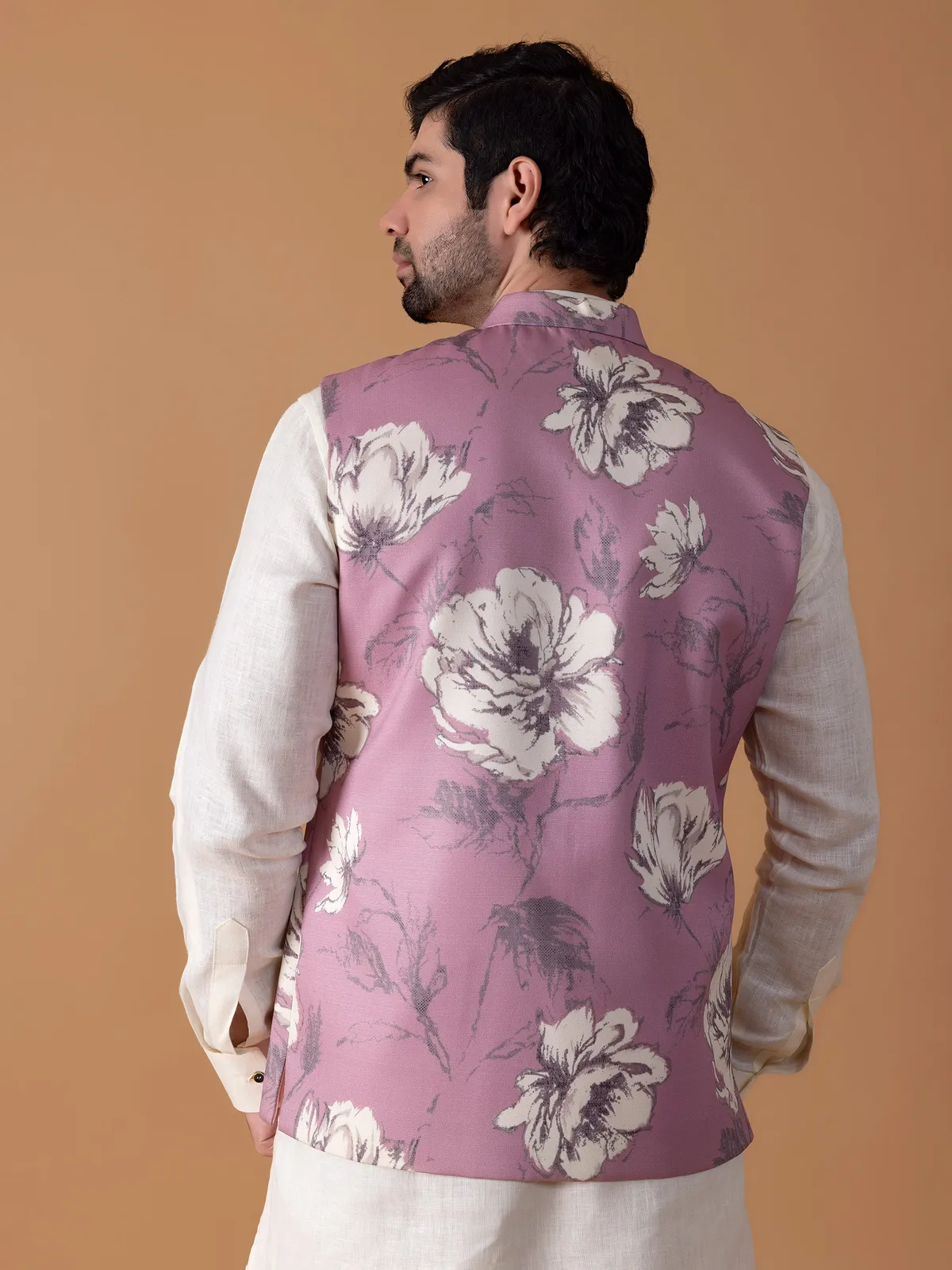 Floral printed pink waistcoat