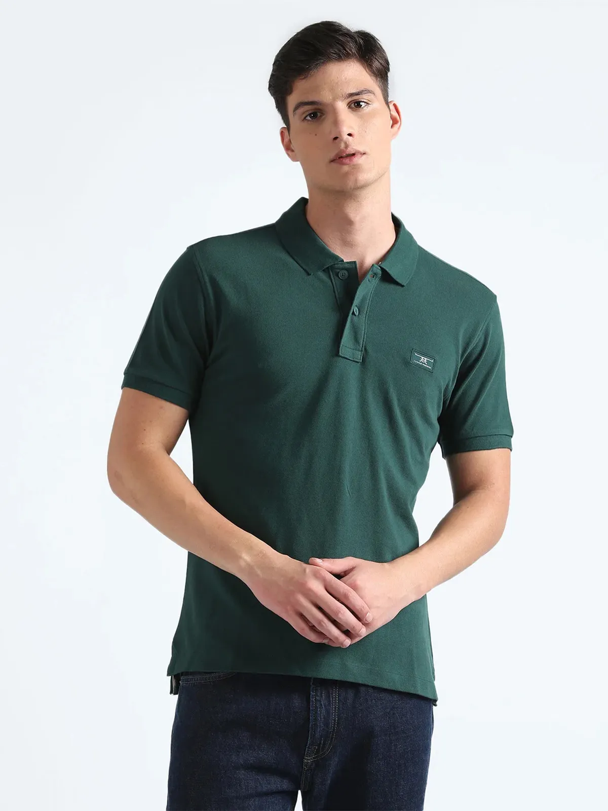 Flying Machine dark green plain t shirt