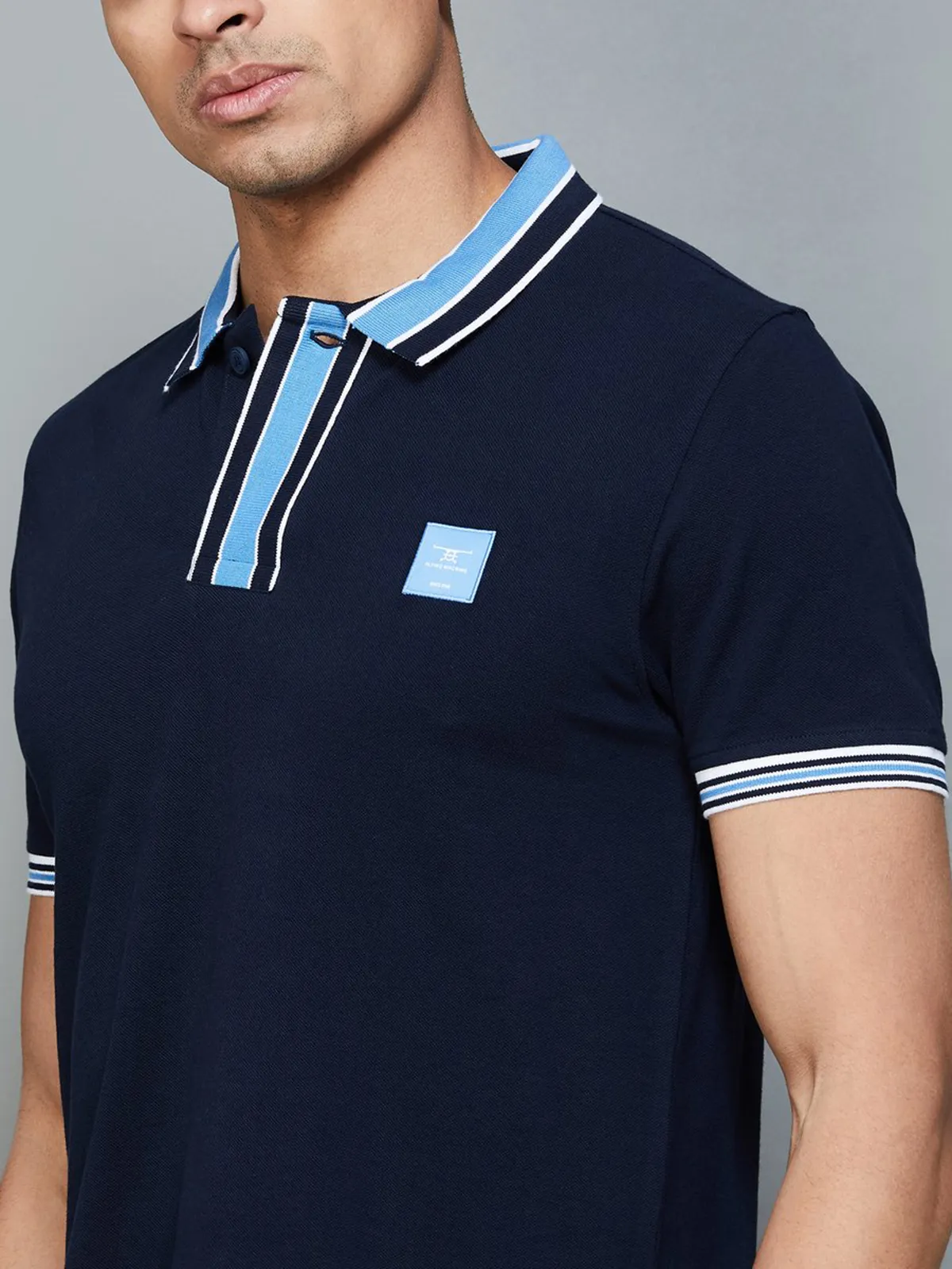 Flying Machine navy plain polo t-shirt