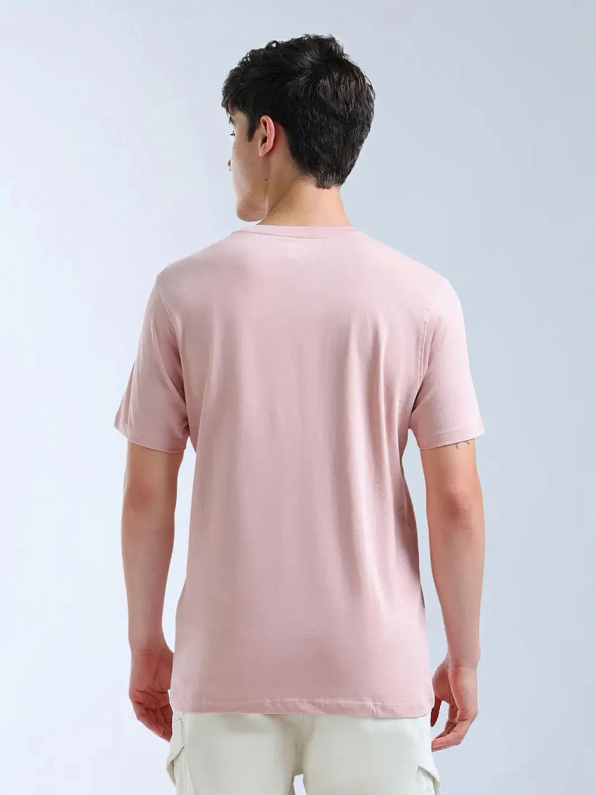 FLYING MACHINE pink printed slim fit t-shirt