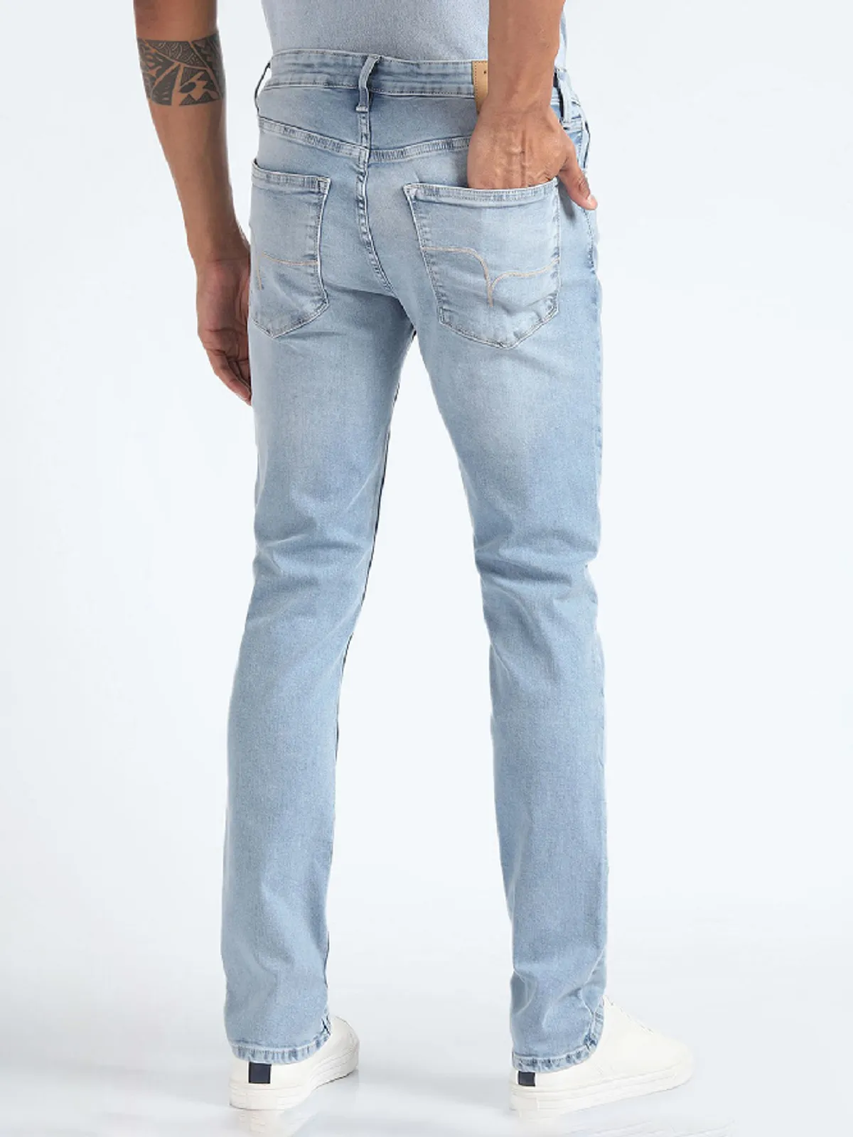 Flying Machine sky blue slim straight fit jeans