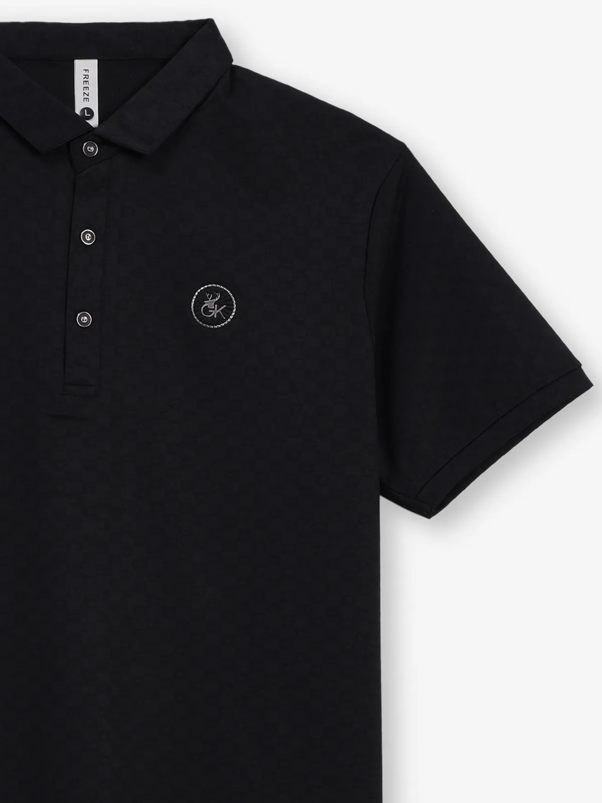 FREEZE black cotton slim fit polo t-shirt