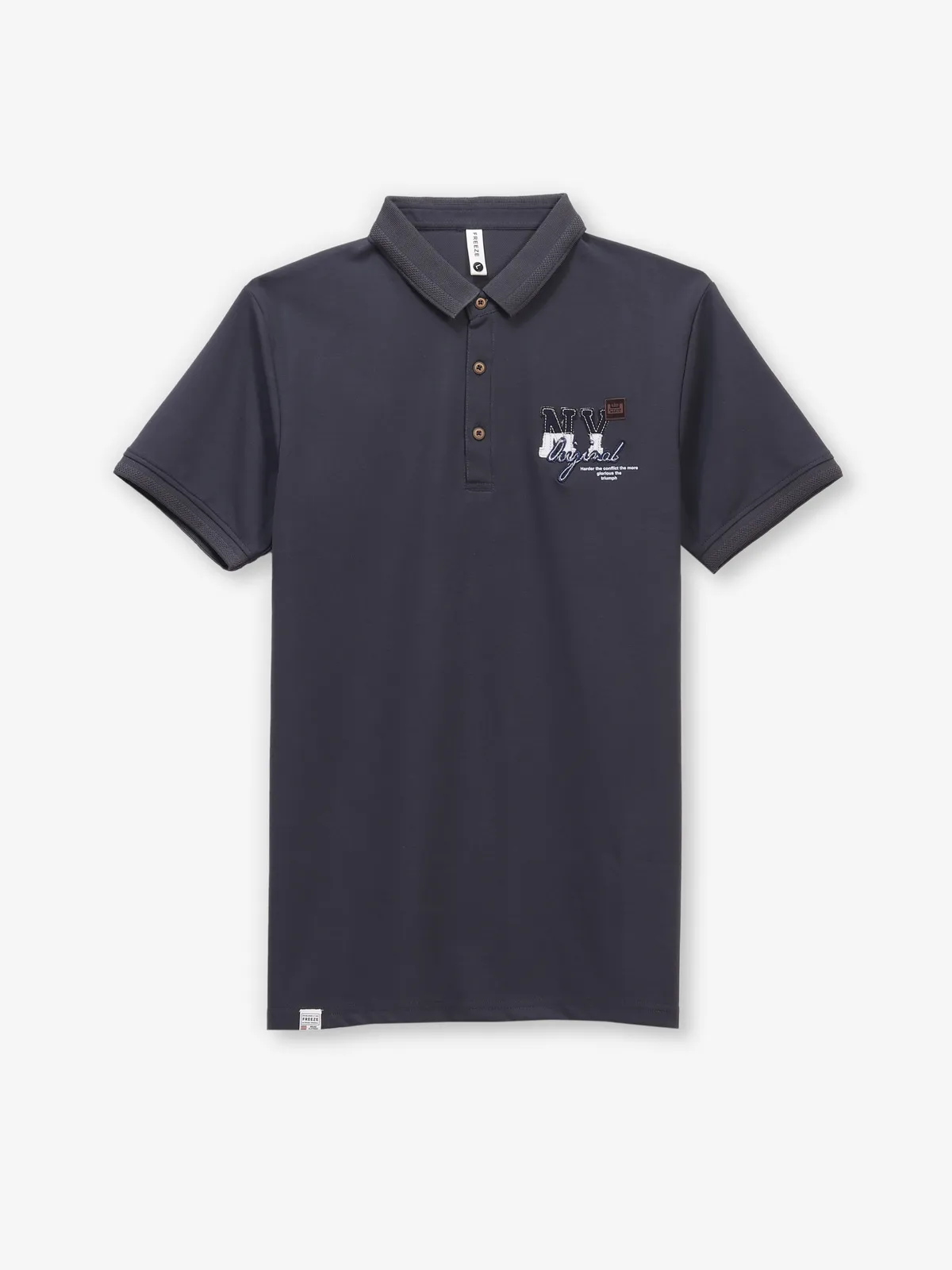 FREEZE cotton plain navy t-shirt