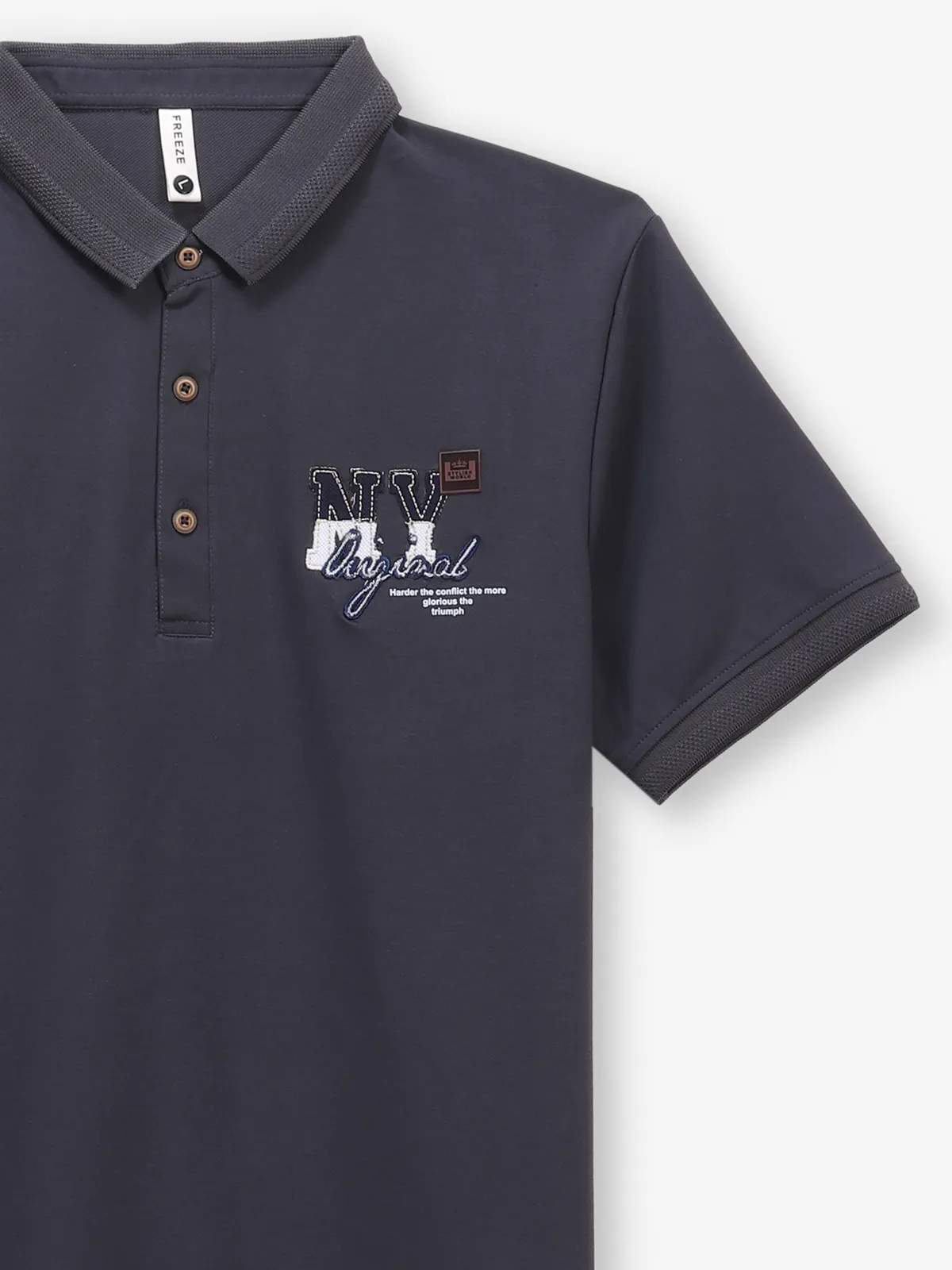 FREEZE cotton plain navy t-shirt