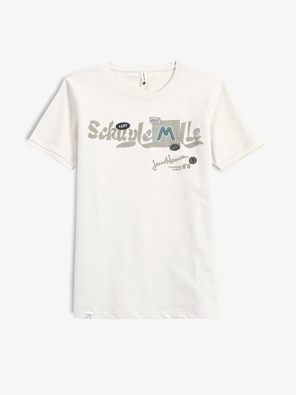 FREEZE cream printed cotton t-shirt