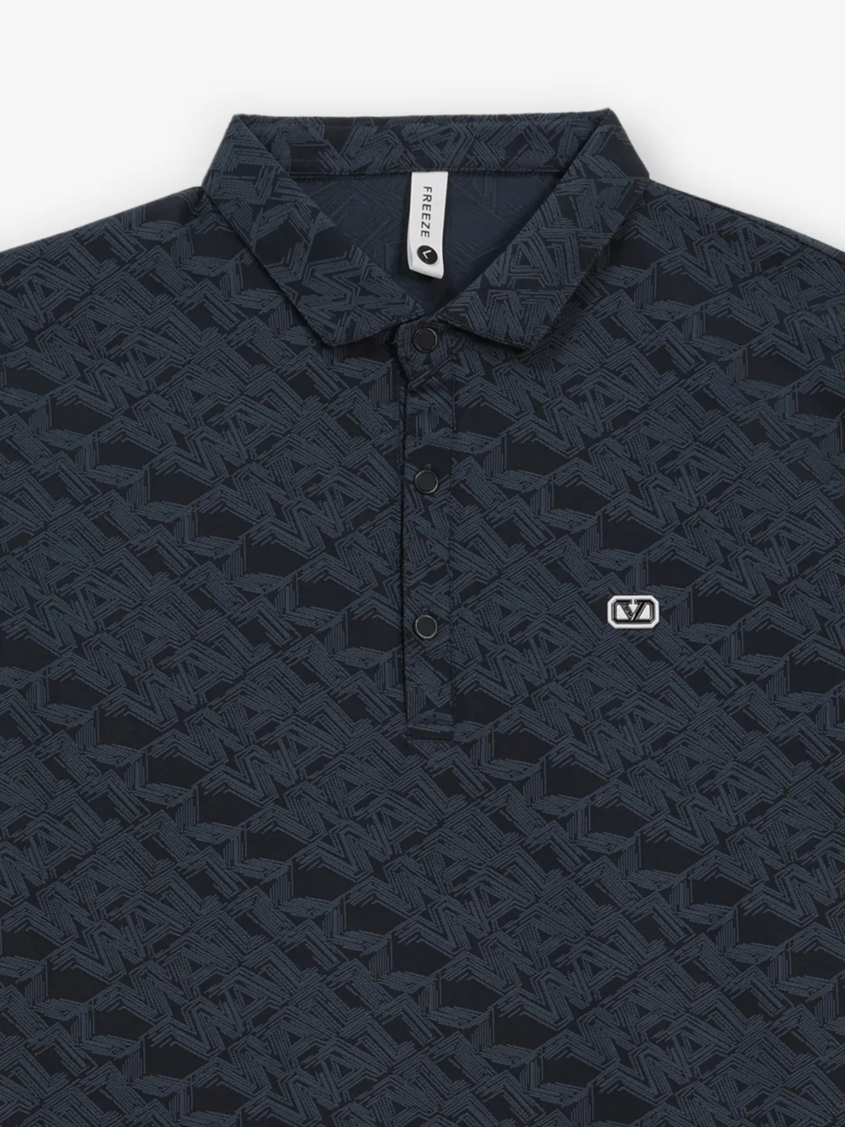 FREEZE dark blue printed slim fit polo t-shirt