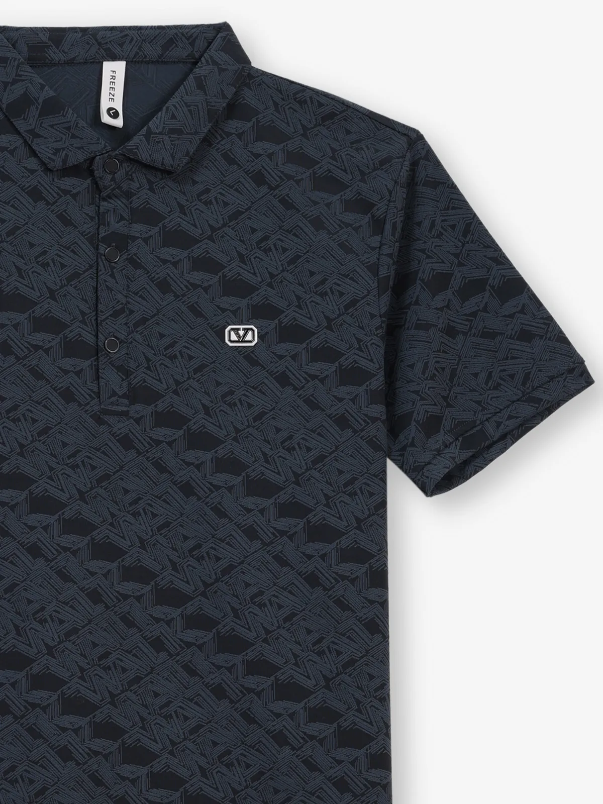 FREEZE dark blue printed slim fit polo t-shirt