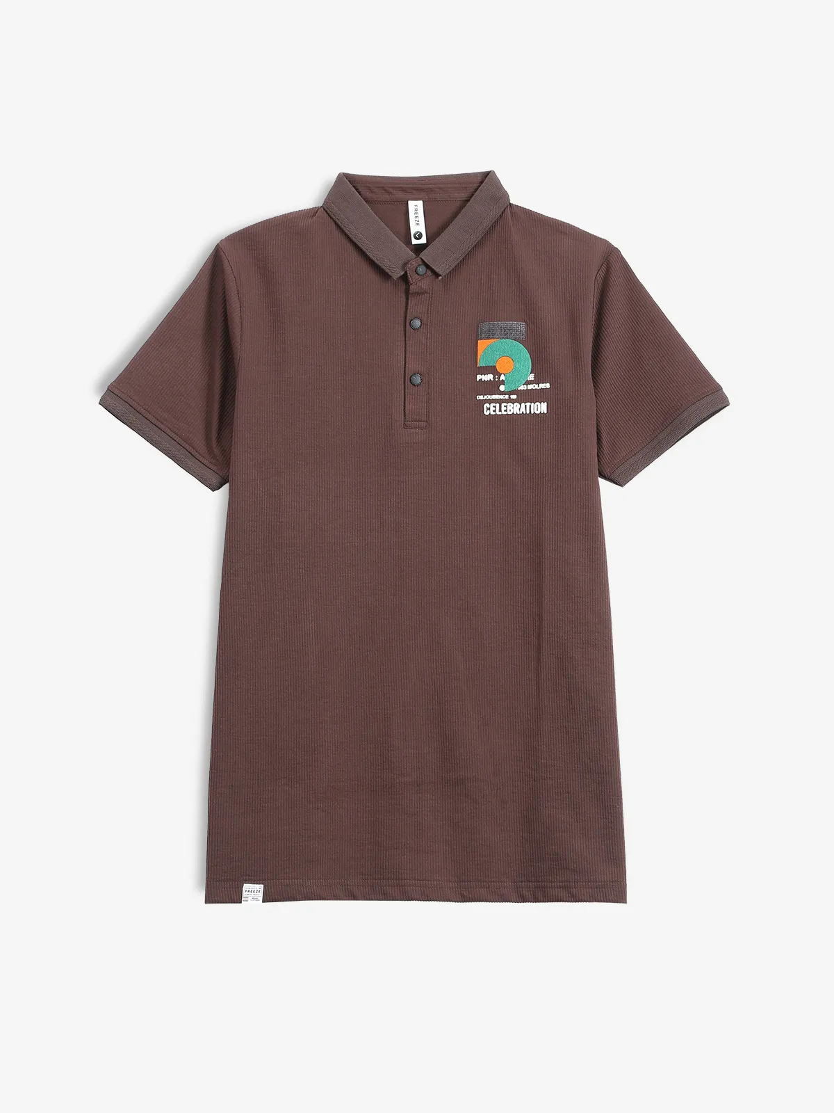 FREEZE dark brown cotton polo t-shirt