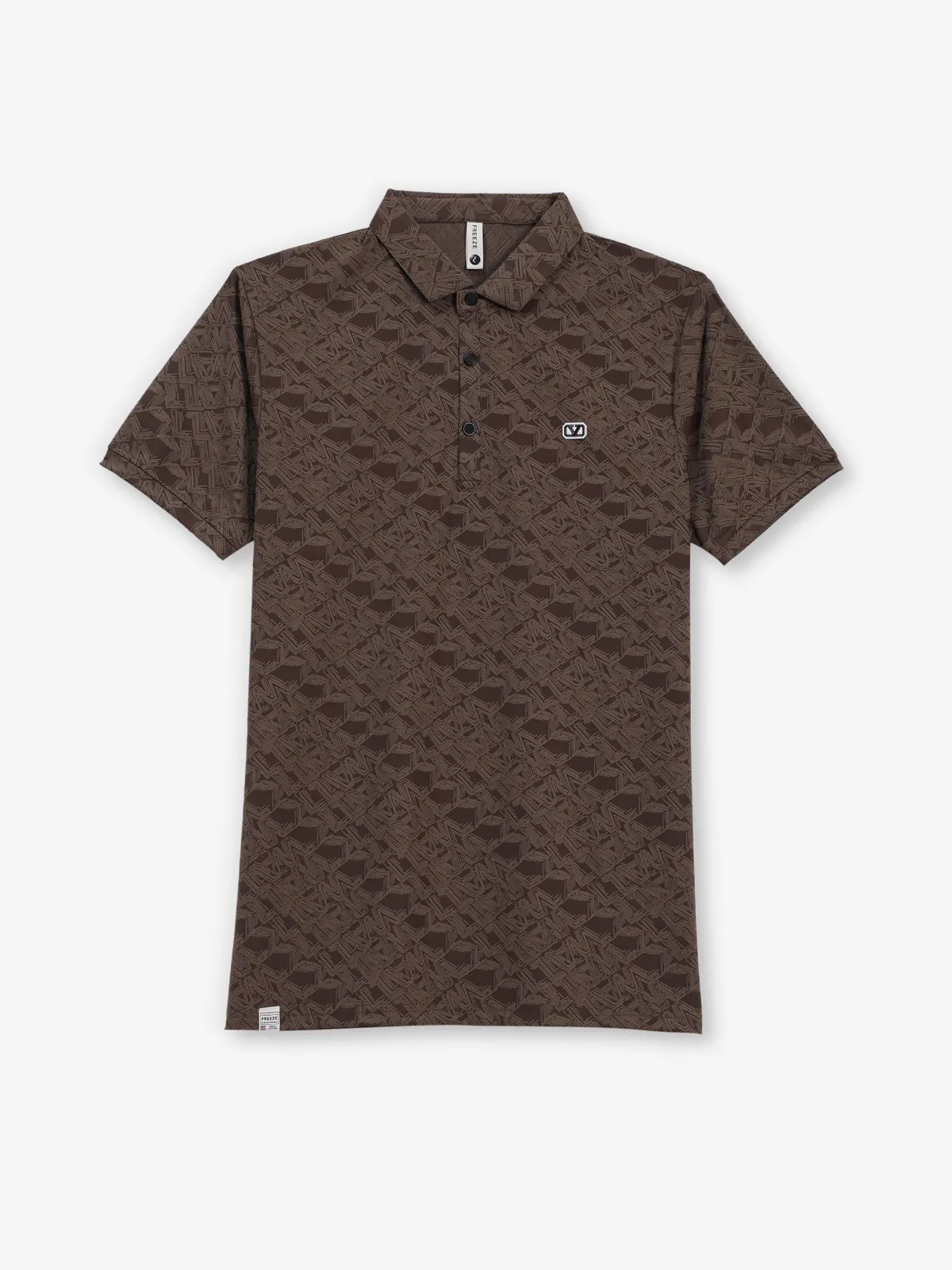 FREEZE dark brown printed polo t-shirt