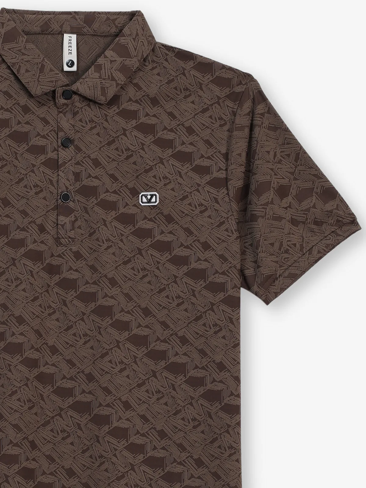 FREEZE dark brown printed polo t-shirt