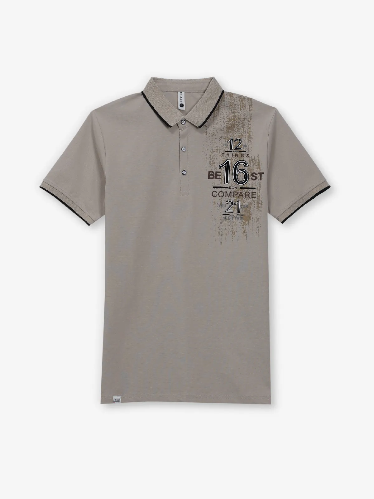 FREEZE dusty beige printed cotton t-shirt