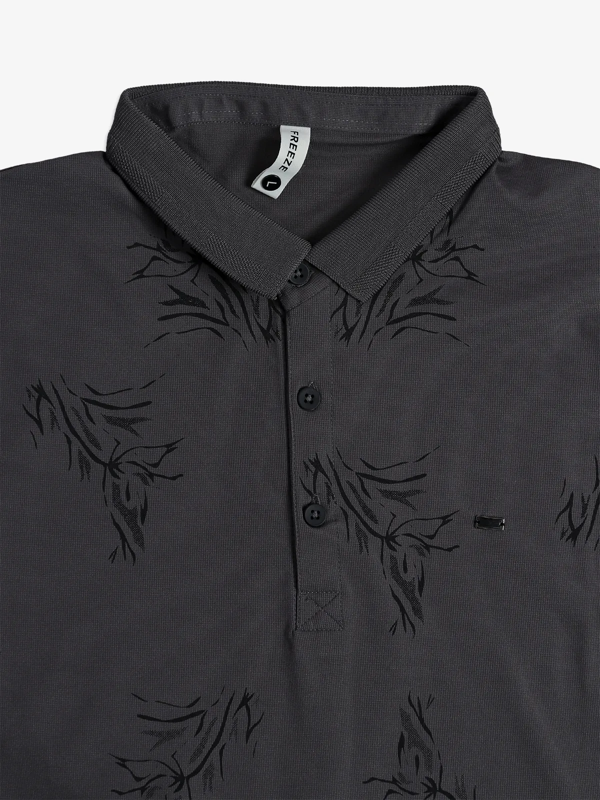 FREEZE grey printed polo t-shirt