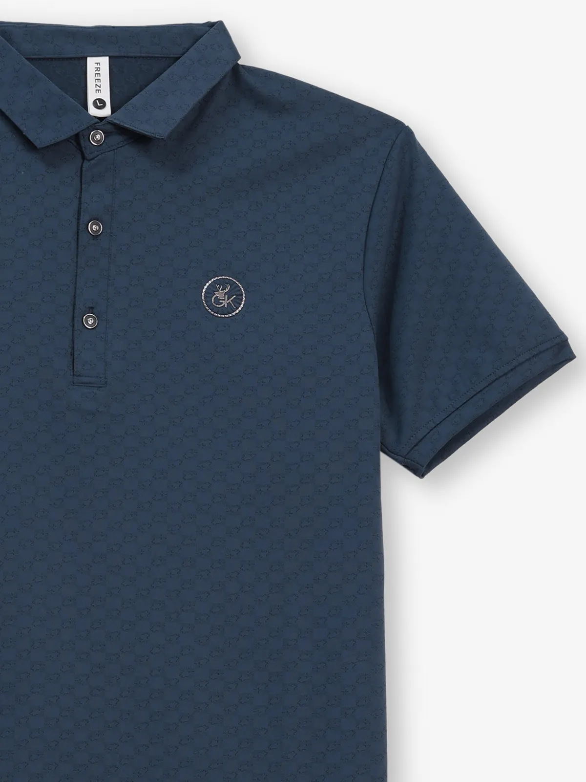 FREEZE indigo blue cotton slim fit polo t-shirt