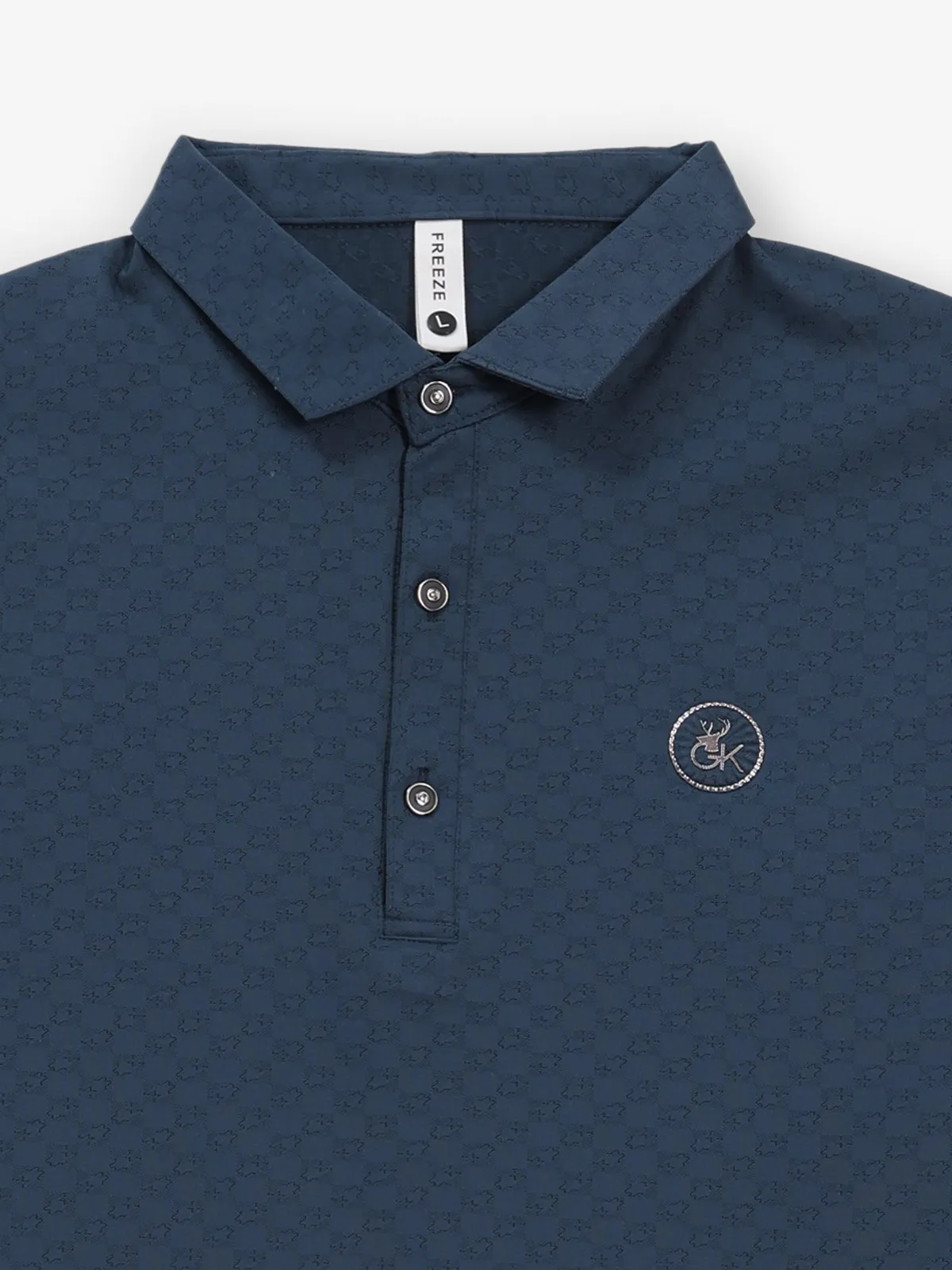 FREEZE indigo blue cotton slim fit polo t-shirt