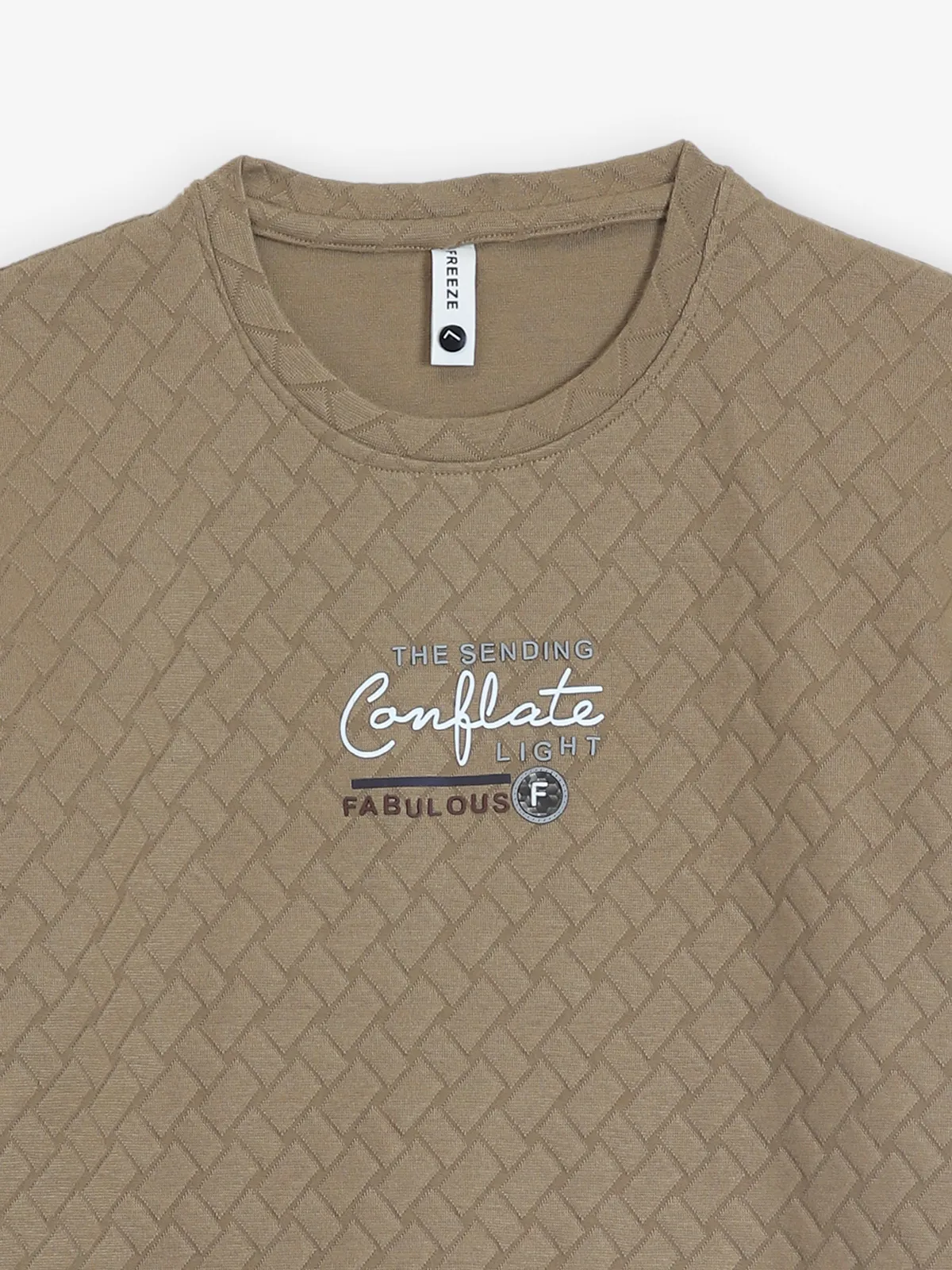 FREEZE khaki texture cotton t-shirt