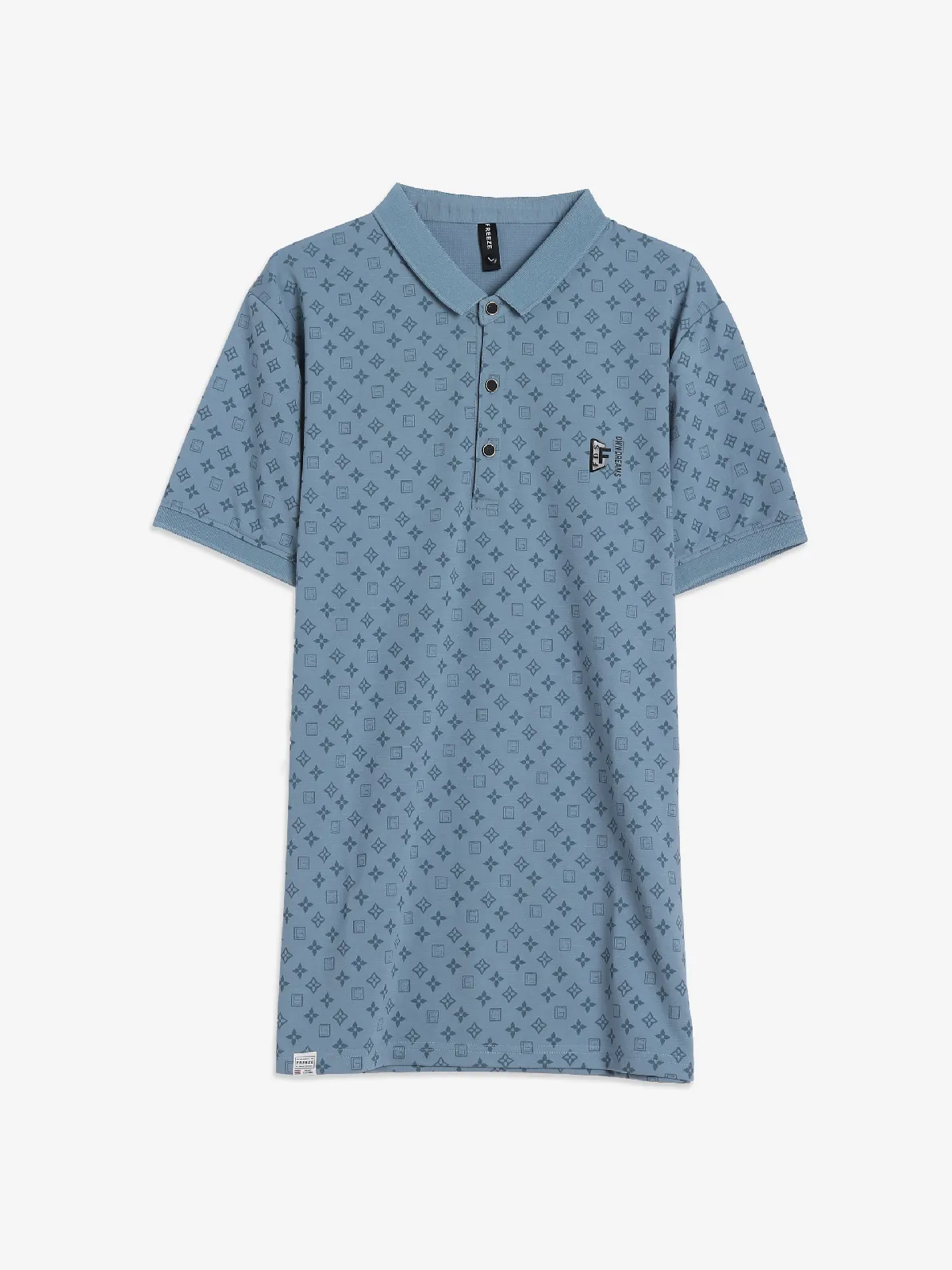 Freeze light blue cotton printed t-shirt