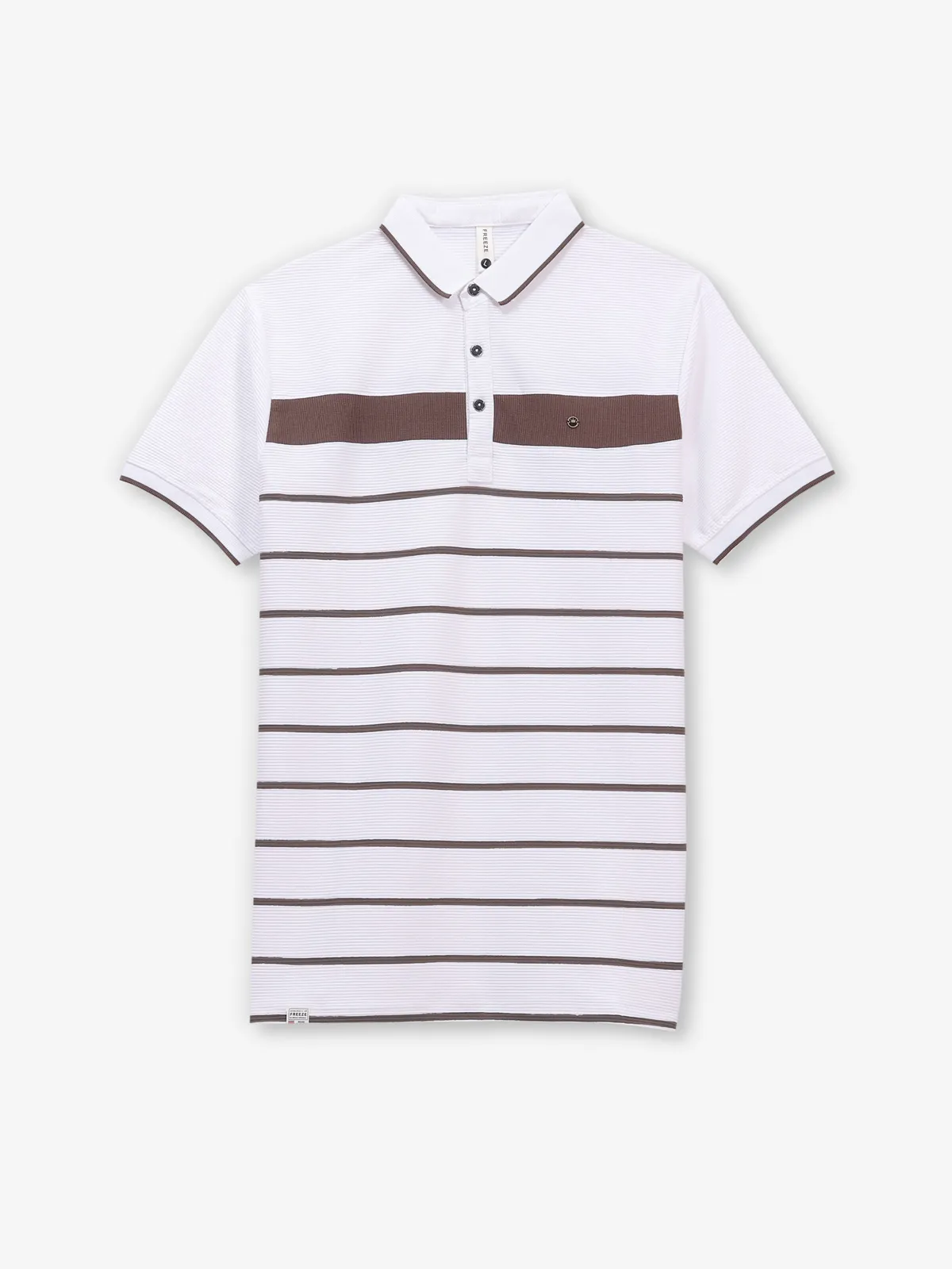 FREEZE striped white and brown cotton t-shirt