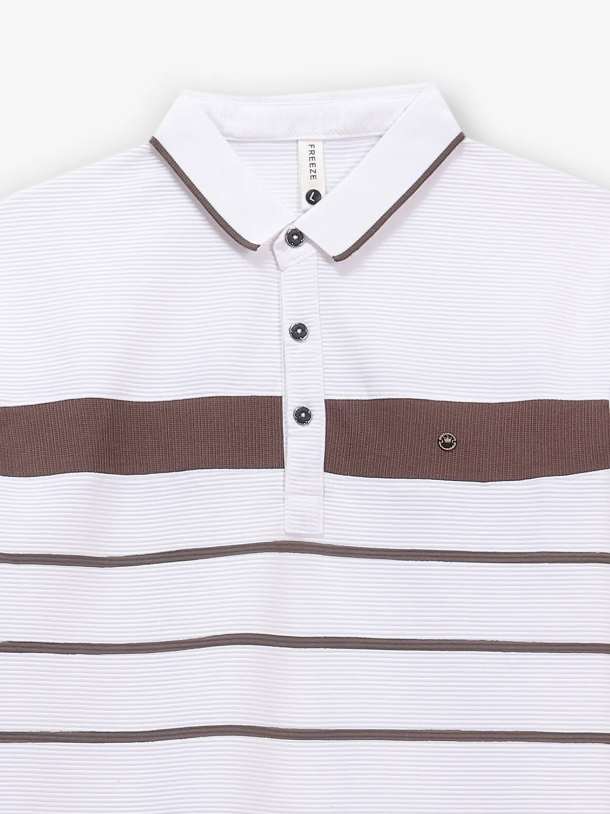 FREEZE striped white and brown cotton t-shirt
