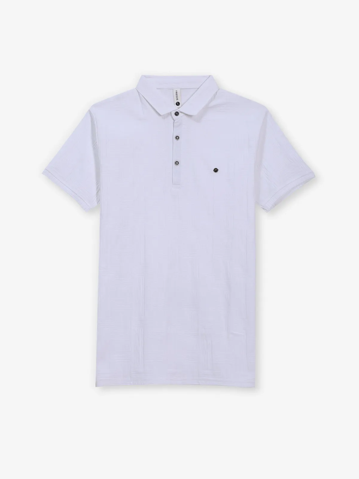 FREEZE taxtured white slim fit polo t-shirt