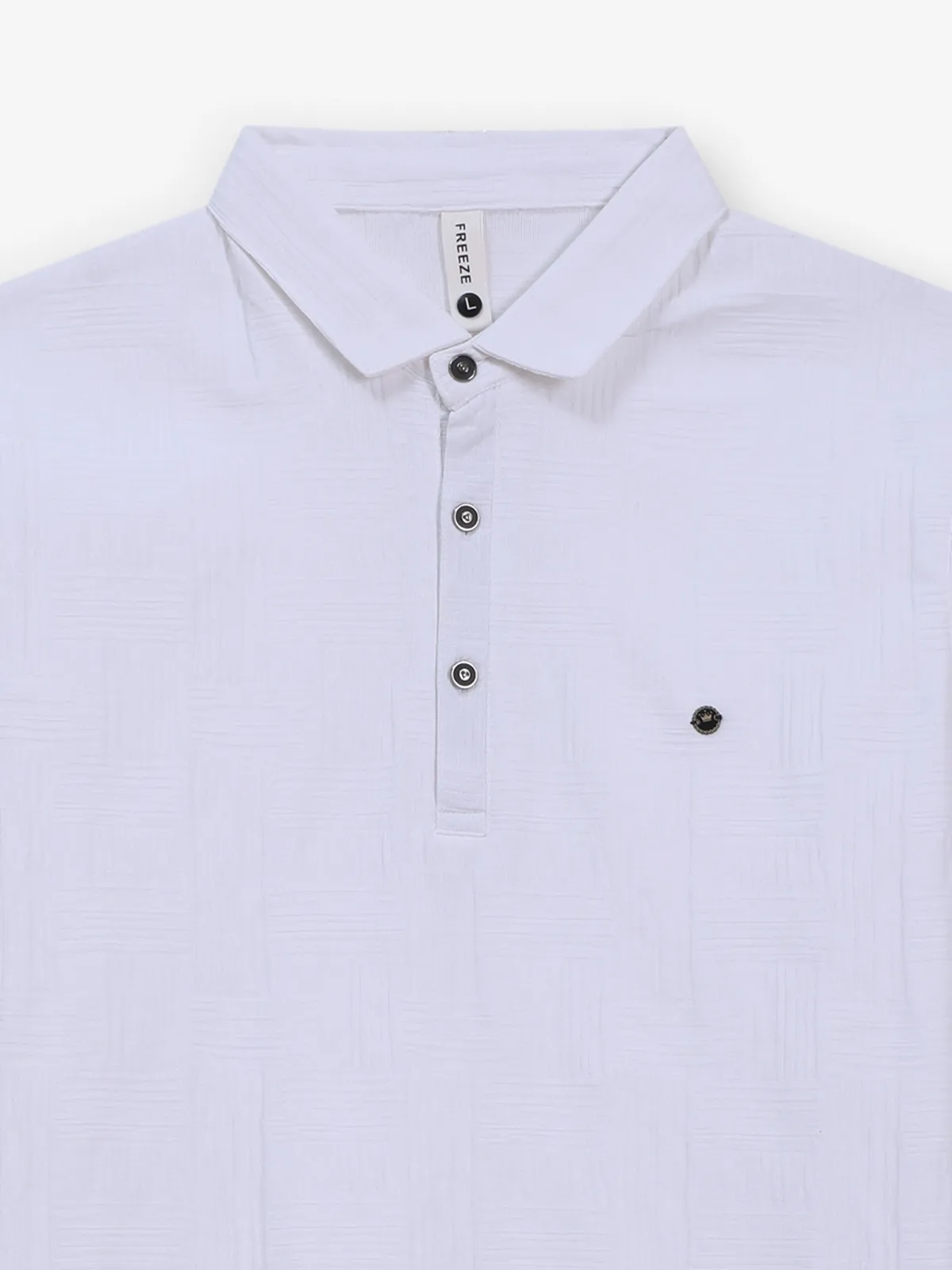 FREEZE taxtured white slim fit polo t-shirt