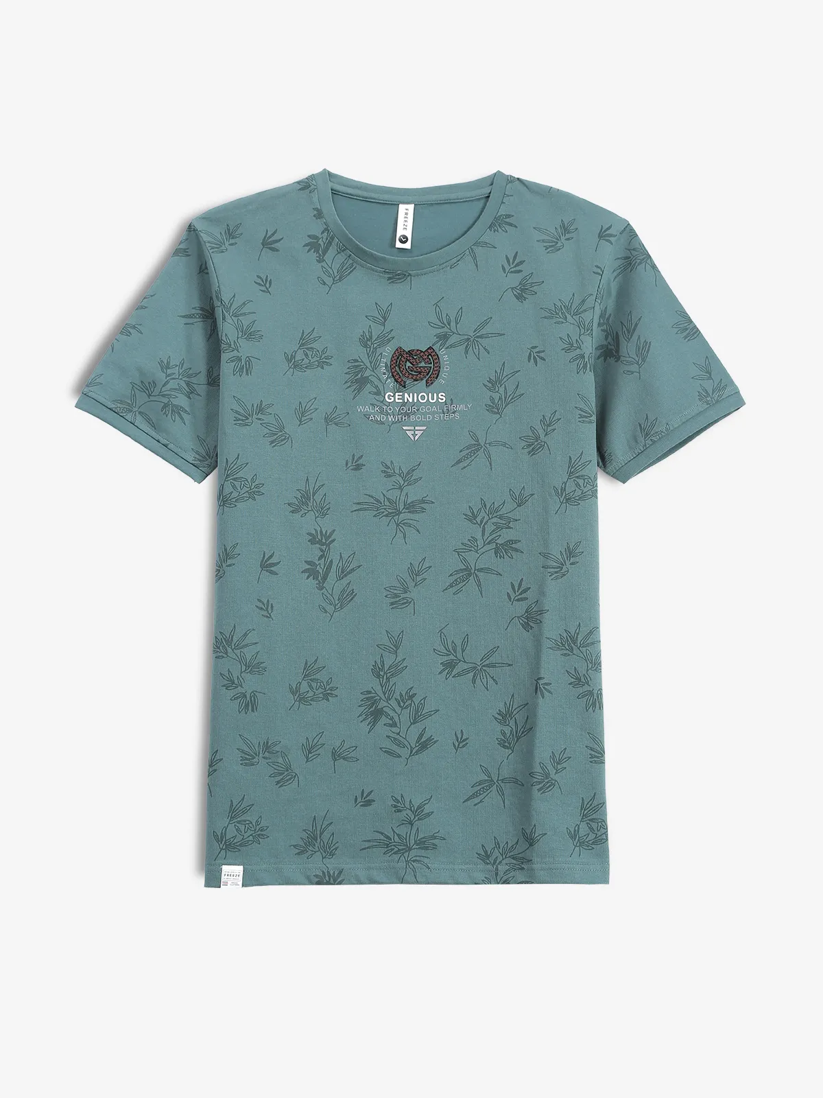 FREEZE teal green printed t-shirt