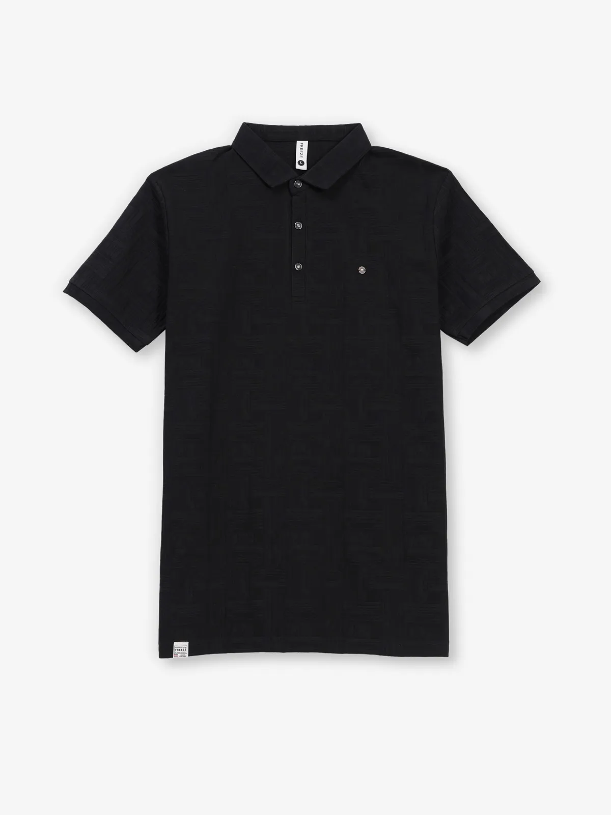 FREEZE textured black slim fit polo t-shirt